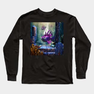 Cute fantasy fish in the deep ocean Long Sleeve T-Shirt